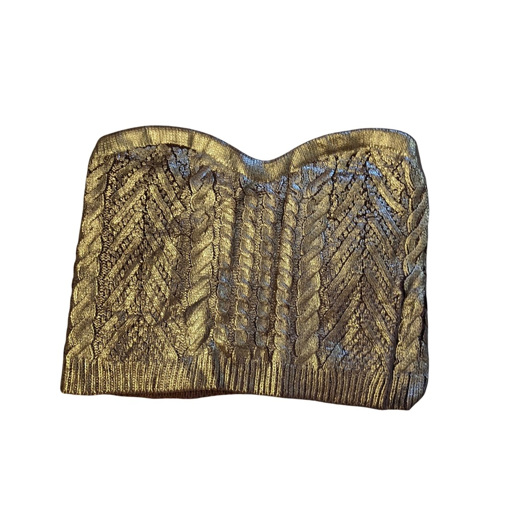 Loragal Women's Gold Metallic Strapless Corset Tube Top Party Clubwear NWT SizeL